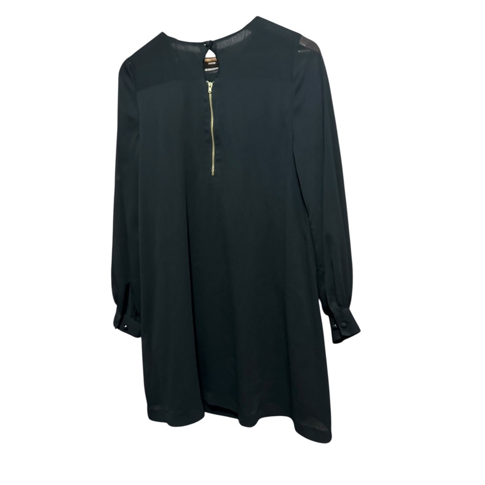 H&M‎ Black Long Sleeve Mini Dress Sheer Party Cocktail Career - Picture 6 of 6